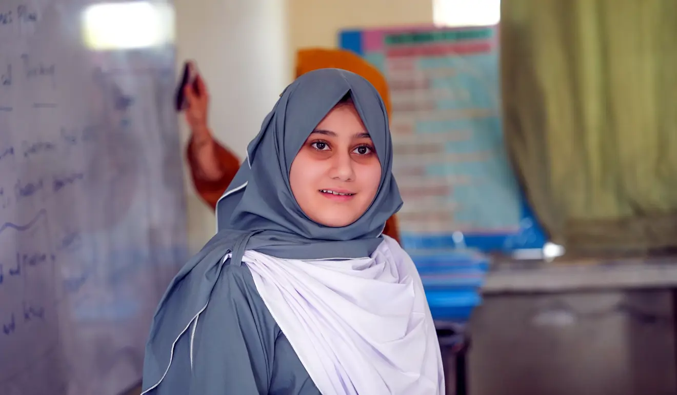 young female orphan student at Muslim Hands School of Excellence Islamabad