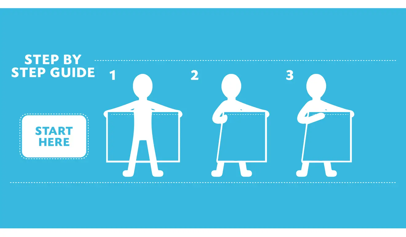 Illustration showing steps of wearing ihram for a man