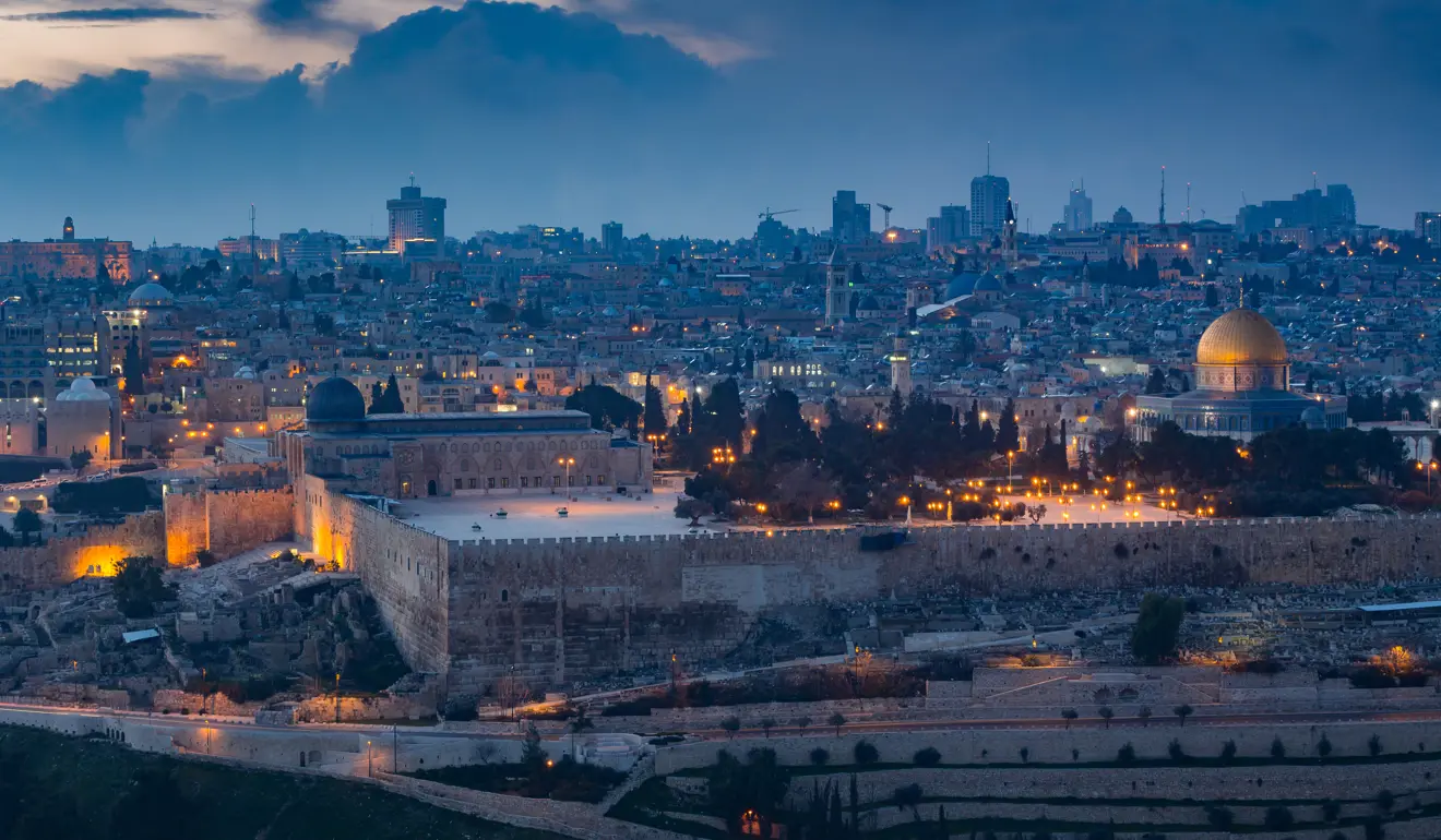 The Masjid Al-Aqsa complex in Jerusalem at night