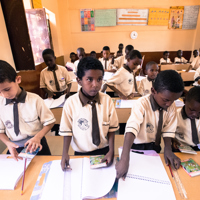 Students learning together in a classroom